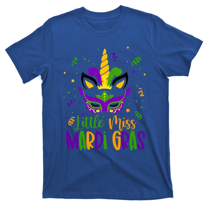 Little Miss Mardi Gras Gift Unicorn Face Gift T-Shirt