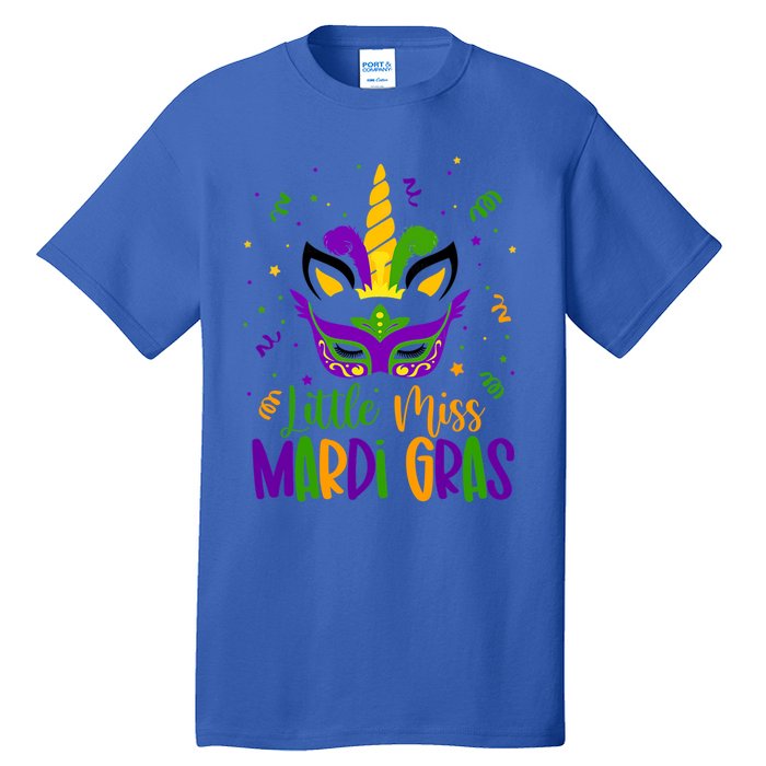 Little Miss Mardi Gras Gift Unicorn Face Gift Tall T-Shirt