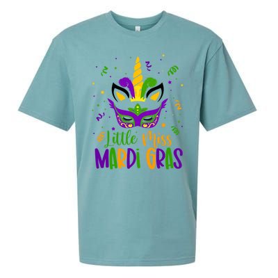 Little Miss Mardi Gras Gift Unicorn Face Gift Sueded Cloud Jersey T-Shirt