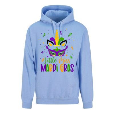 Little Miss Mardi Gras Gift Unicorn Face Gift Unisex Surf Hoodie