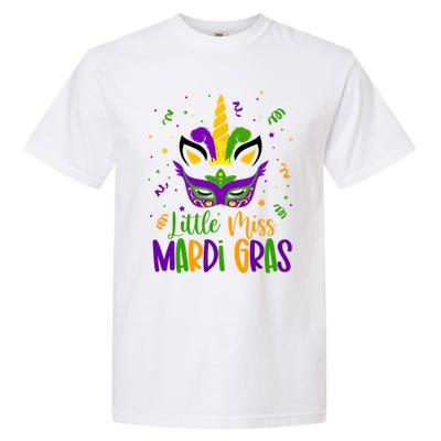 Little Miss Mardi Gras Gift Unicorn Face Gift Garment-Dyed Heavyweight T-Shirt