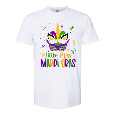 Little Miss Mardi Gras Gift Unicorn Face Gift Softstyle CVC T-Shirt