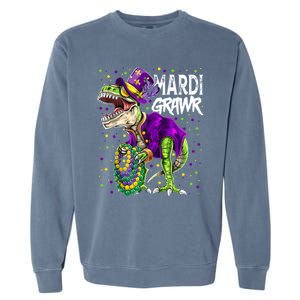 Little Miss Mardi Gras Gift Unicorn Face Gift Garment-Dyed Sweatshirt