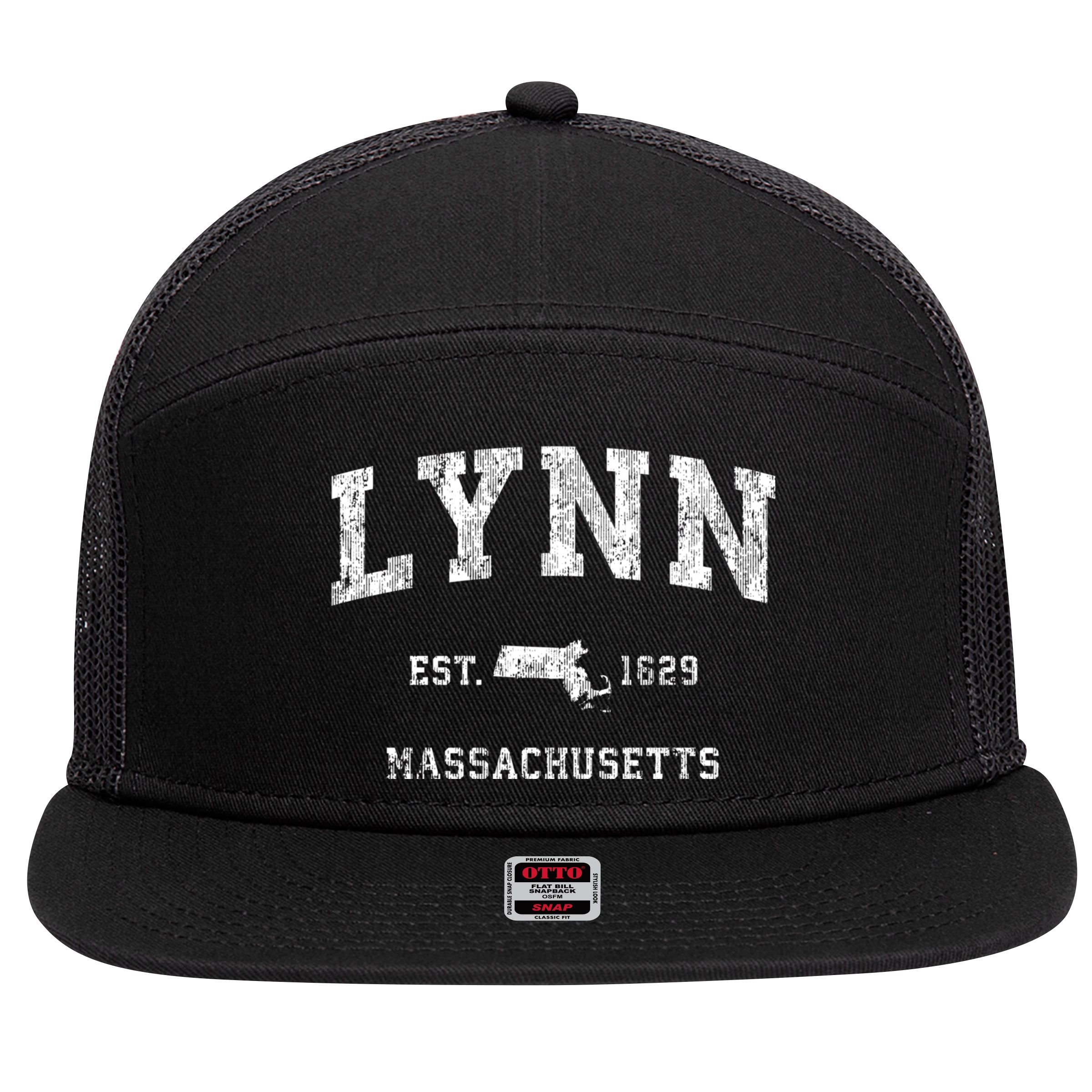 Lynn Massachusetts Ma Vintage Athletic Sports 7 Panel Mesh Trucker Snapback Hat