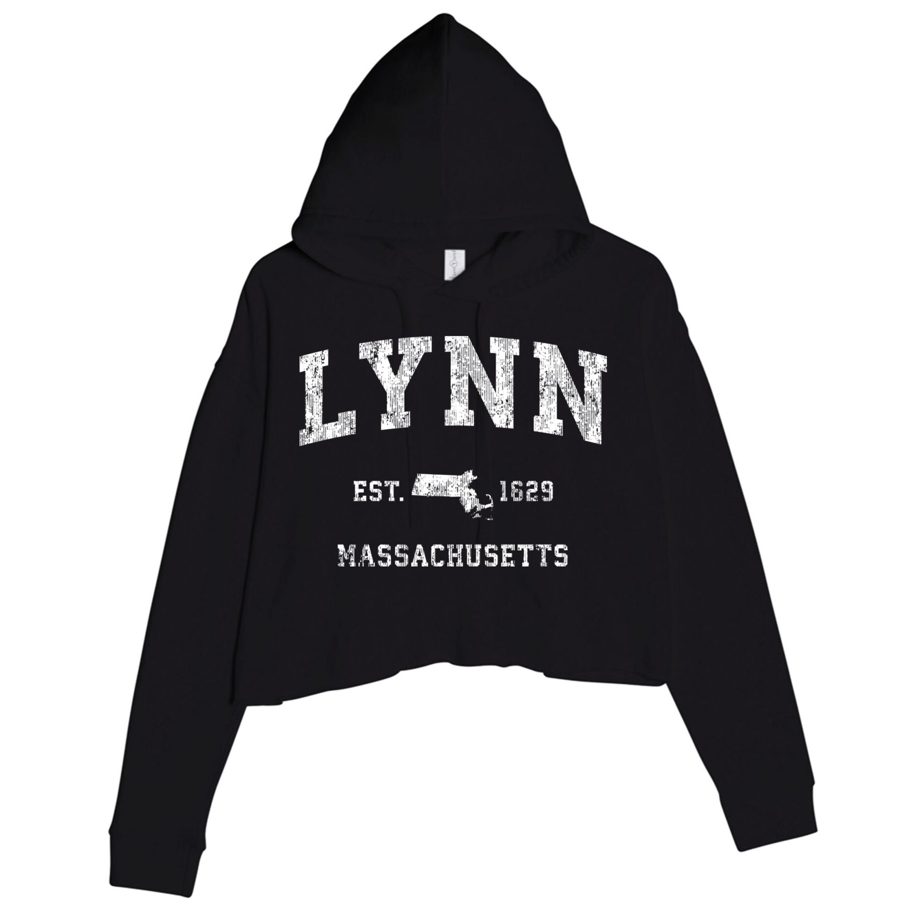 Lynn Massachusetts Ma Vintage Athletic Sports Crop Fleece Hoodie