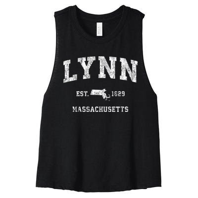 Lynn Massachusetts Ma Vintage Athletic Sports Women's Racerback Cropped Tank