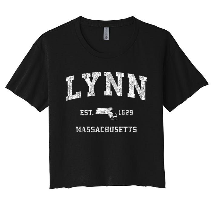 Lynn Massachusetts Ma Vintage Athletic Sports Women's Crop Top Tee