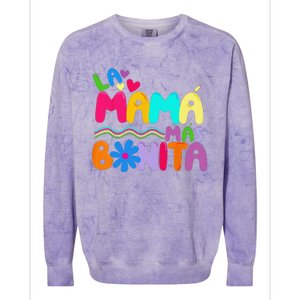 La MaMa Mas Bonita Retro Groovy Funny Spanish Mothers Day Colorblast Crewneck Sweatshirt