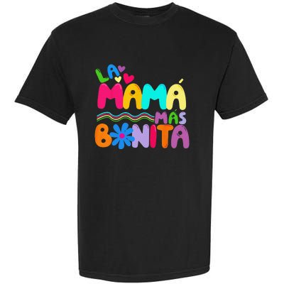 La MaMa Mas Bonita Retro Groovy Funny Spanish Mothers Day Garment-Dyed Heavyweight T-Shirt