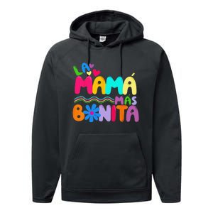 La MaMa Mas Bonita Retro Groovy Funny Spanish Mothers Day Performance Fleece Hoodie