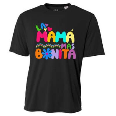 La MaMa Mas Bonita Retro Groovy Funny Spanish Mothers Day Cooling Performance Crew T-Shirt