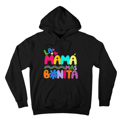 La MaMa Mas Bonita Retro Groovy Funny Spanish Mothers Day Hoodie