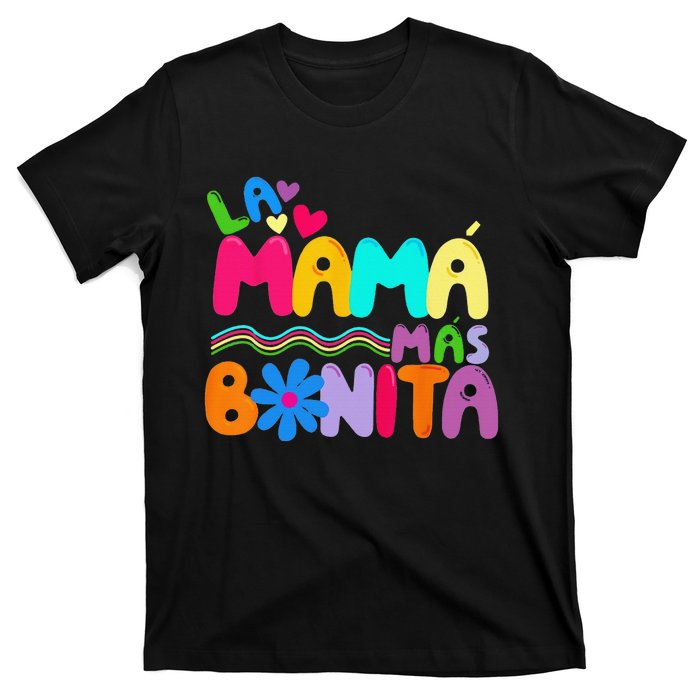 La MaMa Mas Bonita Retro Groovy Funny Spanish Mothers Day T-Shirt