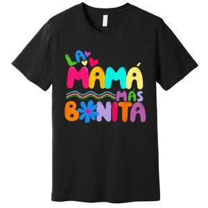 La MaMa Mas Bonita Retro Groovy Funny Spanish Mothers Day Premium T-Shirt