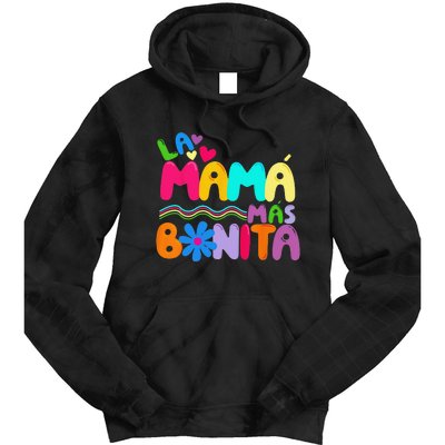 La MaMa Mas Bonita Retro Groovy Funny Spanish Mothers Day Tie Dye Hoodie