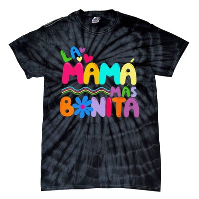 La MaMa Mas Bonita Retro Groovy Funny Spanish Mothers Day Tie-Dye T-Shirt