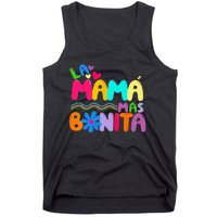 La MaMa Mas Bonita Retro Groovy Funny Spanish Mothers Day Tank Top