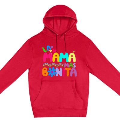 La MaMa Mas Bonita Retro Groovy Funny Spanish Mothers Day Premium Pullover Hoodie