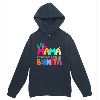 La MaMa Mas Bonita Retro Groovy Funny Spanish Mothers Day Urban Pullover Hoodie