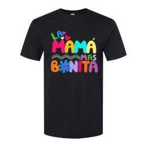 La MaMa Mas Bonita Retro Groovy Funny Spanish Mothers Day Softstyle CVC T-Shirt