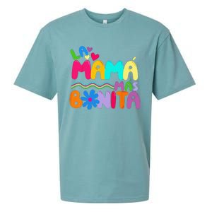 La MaMa Mas Bonita Retro Groovy Funny Spanish Mothers Day Sueded Cloud Jersey T-Shirt