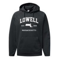 Lowell Massachusetts MA Vintage State Athletic Style Performance Fleece Hoodie