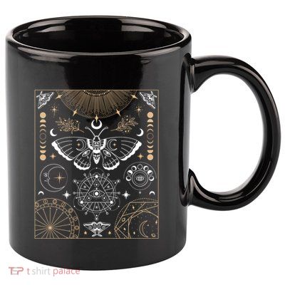 Luna Moth Moon Phases Witchy Dark Academia Aesthetic Gift 11oz C Handle Ceramic Mug