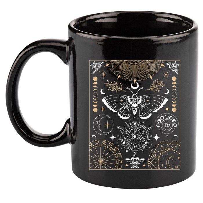 Luna Moth Moon Phases Witchy Dark Academia Aesthetic Gift 11oz C Handle Ceramic Mug