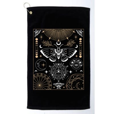 Luna Moth Moon Phases Witchy Dark Academia Aesthetic Gift Golf Towel