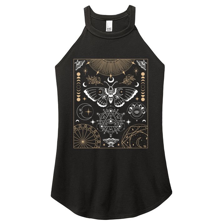 Luna Moth Moon Phases Witchy Dark Academia Aesthetic Gift Women's Perfect Tri Rocker Tank