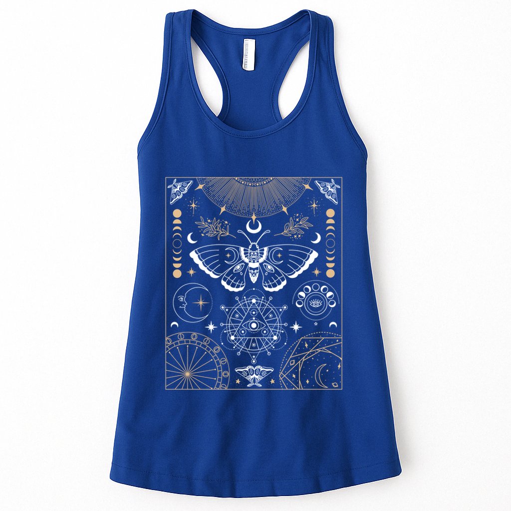 Luna Moth Moon Phases Witchy Dark Academia Aesthetic Gift Womens Tank Top