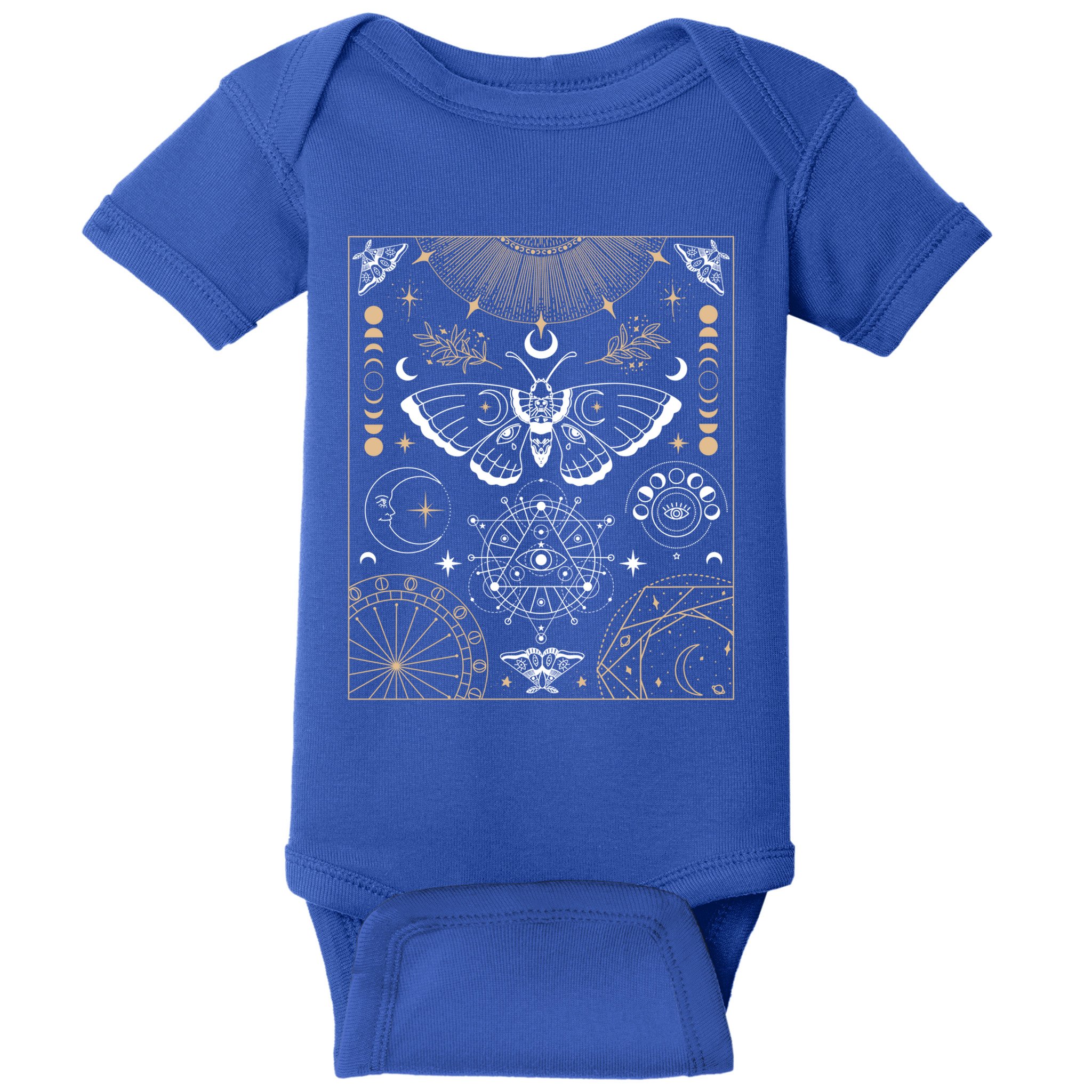 Luna Moth Moon Phases Witchy Dark Academia Aesthetic Gift Baby Bodysuit