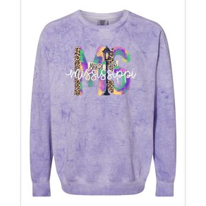 Leopard Mississippi Ms Mardi Gras Colorblast Crewneck Sweatshirt