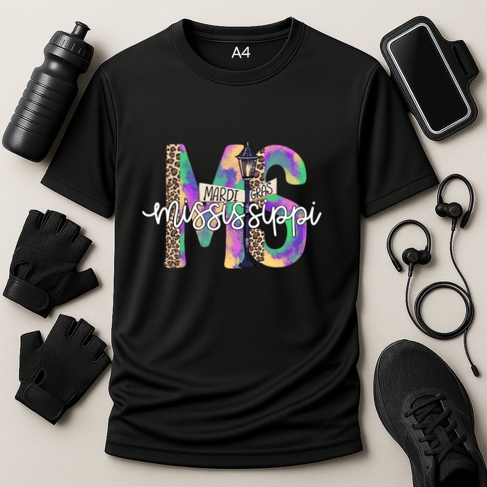 Leopard Mississippi Ms Mardi Gras Cooling Performance Crew T-Shirt