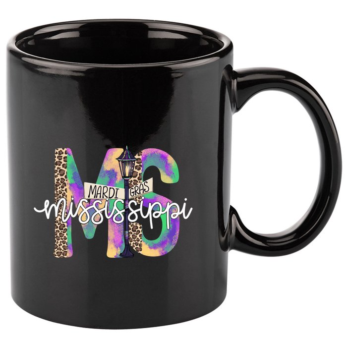 Leopard Mississippi Ms Mardi Gras 11oz C Handle Ceramic Mug