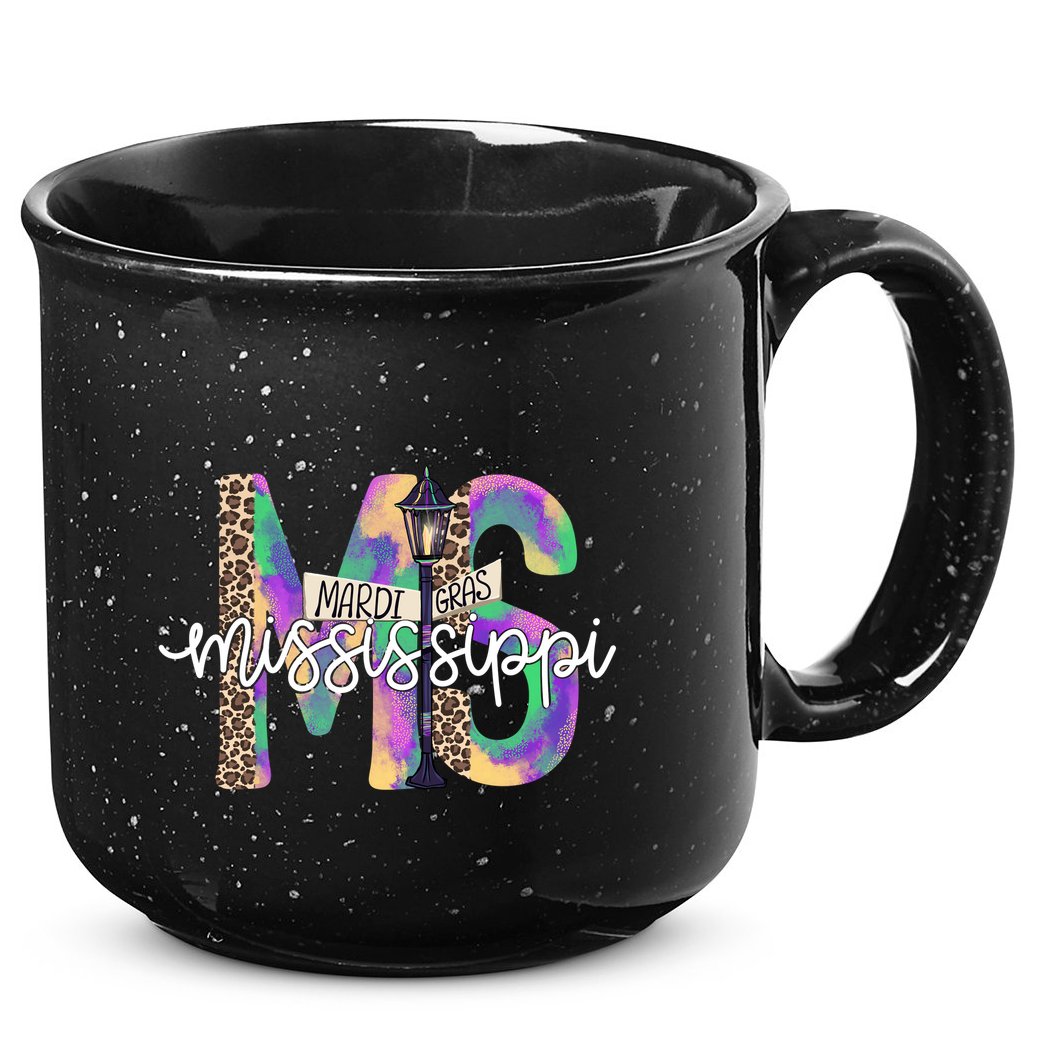 Leopard Mississippi Ms Mardi Gras 15oz Campfire Ceramic Mug