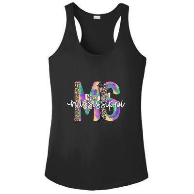 Leopard Mississippi Ms Mardi Gras Ladies PosiCharge Competitor Racerback Tank