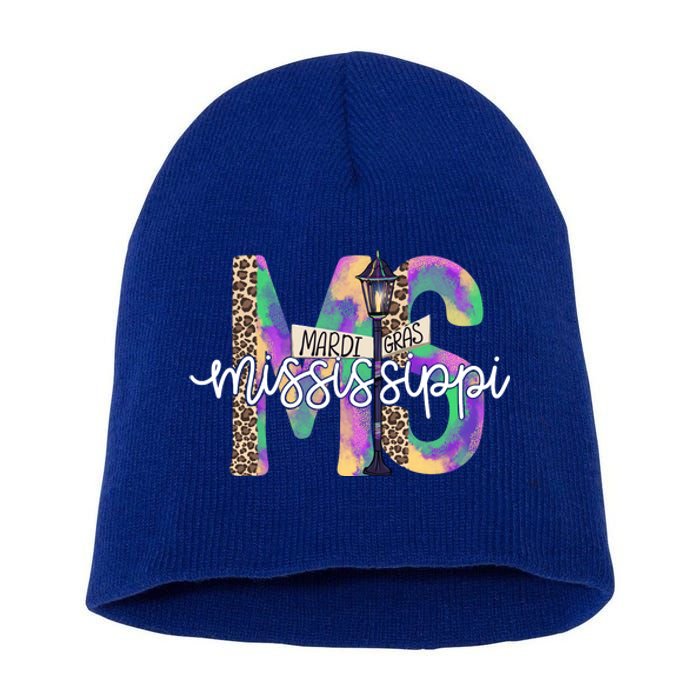 Leopard Mississippi Ms Mardi Gras Short Acrylic Beanie