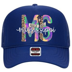 Leopard Mississippi Ms Mardi Gras High Crown Mesh Back Trucker Hat