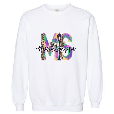 Leopard Mississippi Ms Mardi Gras Garment-Dyed Sweatshirt