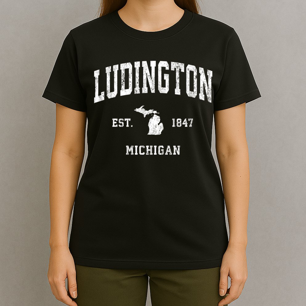 Ludington Michigan Mi Vintage Athletic Sports T-Shirt