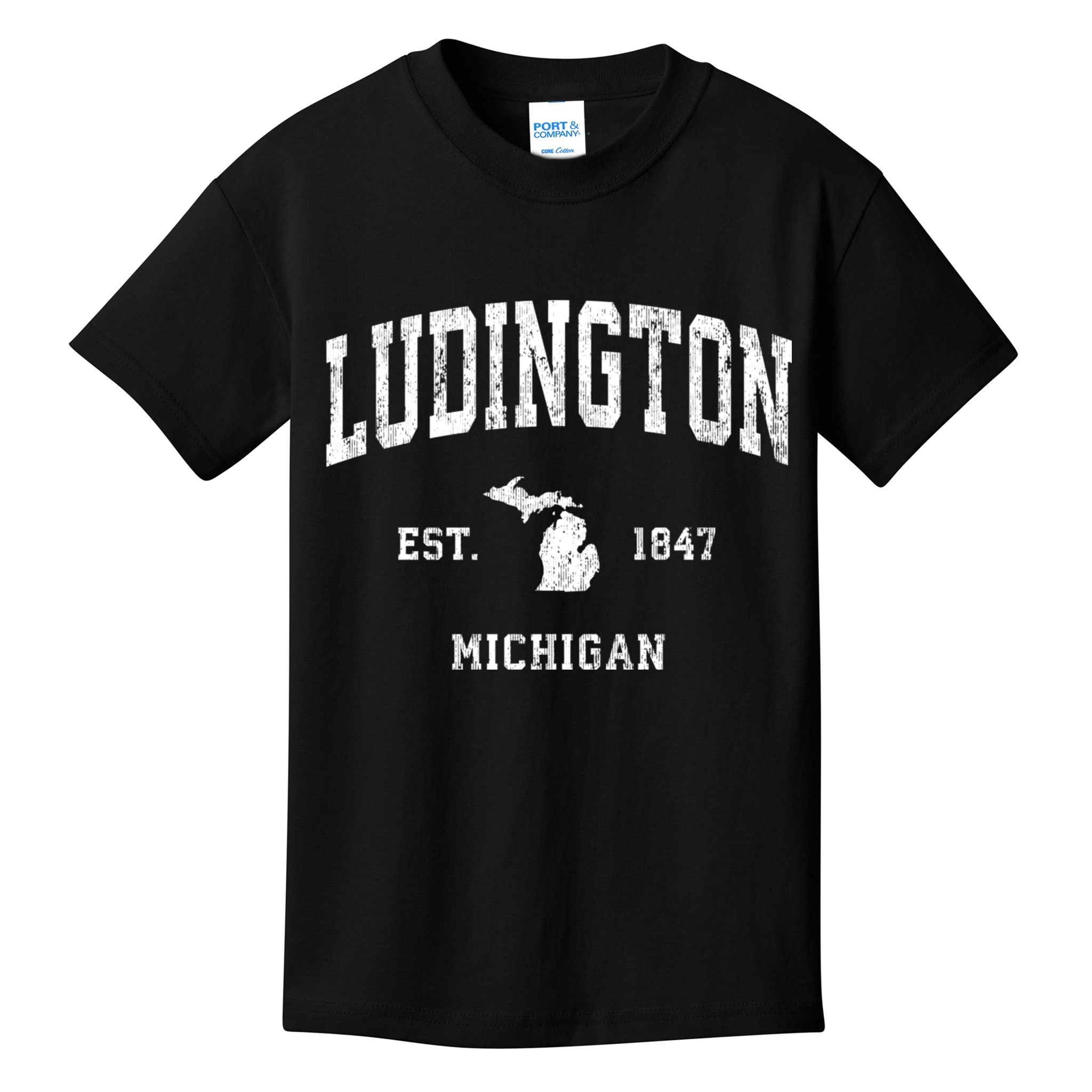 Ludington Michigan Mi Vintage Athletic Sports Kids T-Shirt