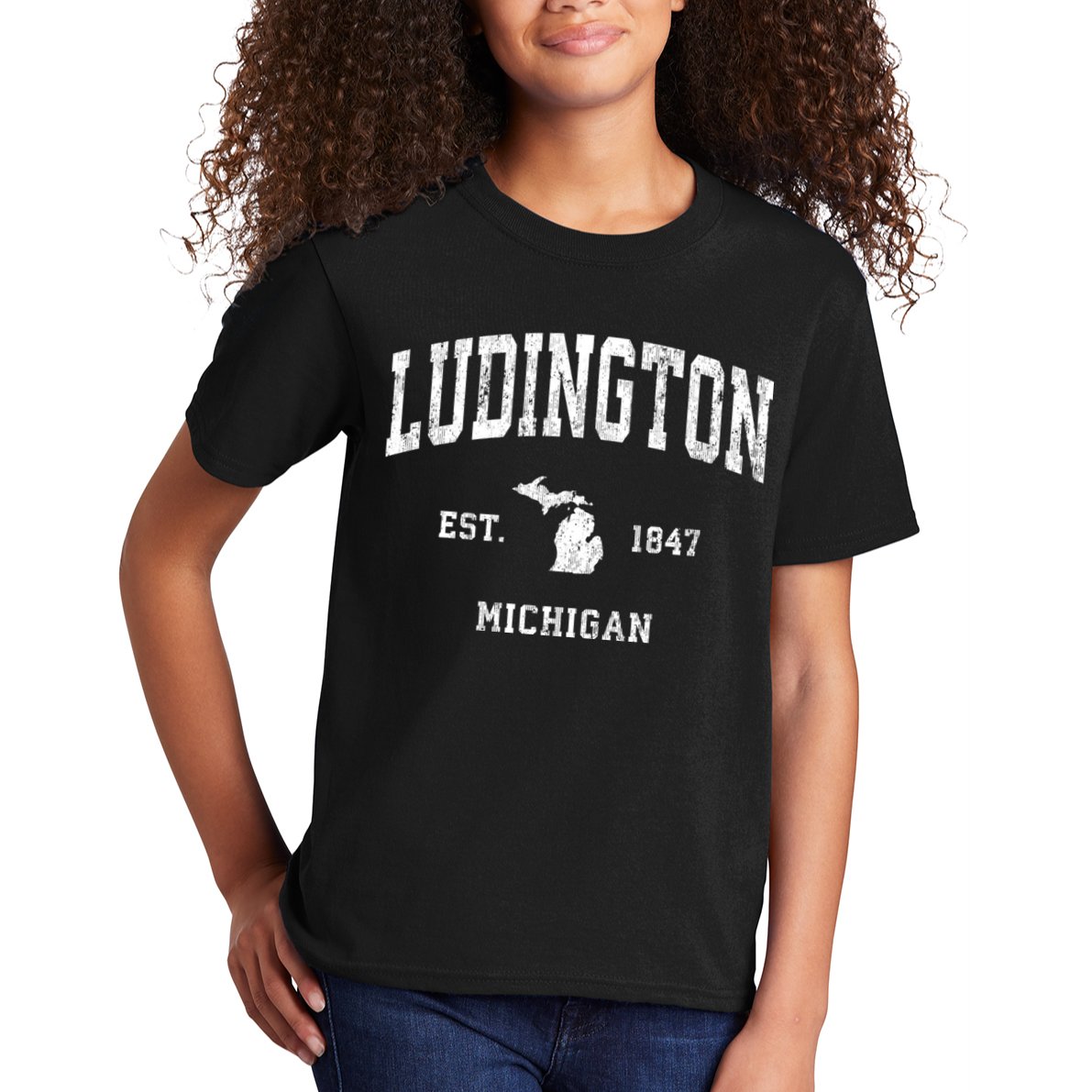 Ludington Michigan Mi Vintage Athletic Sports Kids T-Shirt