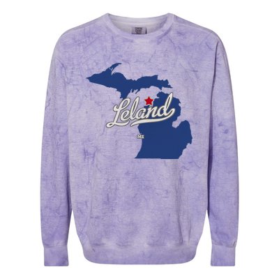 Leland Michigan MI Map Colorblast Crewneck Sweatshirt