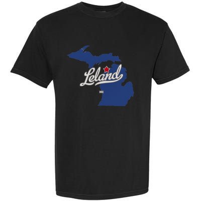 Leland Michigan MI Map Garment-Dyed Heavyweight T-Shirt