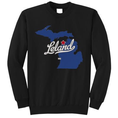 Leland Michigan MI Map Sweatshirt