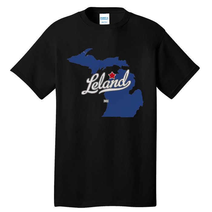 Leland Michigan MI Map Tall T-Shirt