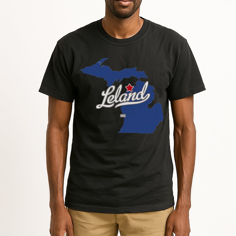 Leland Michigan MI Map Tall T-Shirt