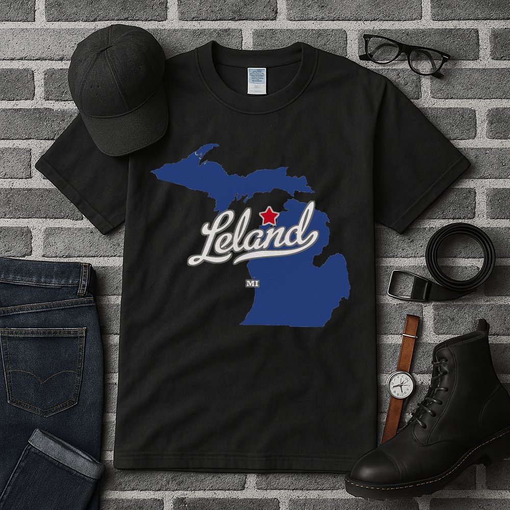 Leland Michigan MI Map Tall T-Shirt