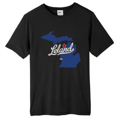 Leland Michigan MI Map Tall Fusion ChromaSoft Performance T-Shirt